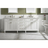 Legion Furniture WLF2280-W 80 Inch White Double Single Sink Vanity Cabinet with Carrara White Quartz Top - Backyard Provider