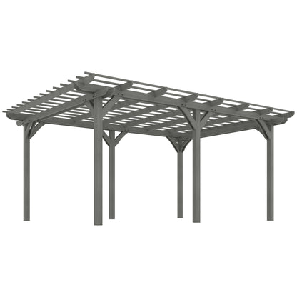 Outsunny 12' x 16' Wood Gazebo Pergola with Sturdy Frame for Climbing Plants, Gray - 84C-417V01GY