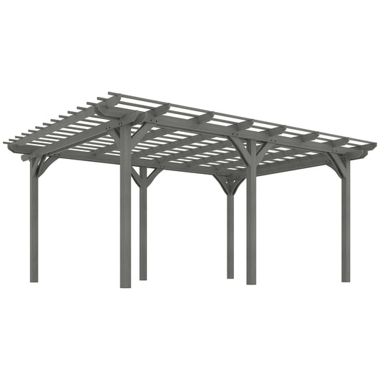Outsunny 12' x 16' Wood Gazebo Pergola with Sturdy Frame for Climbing Plants, Gray - 84C-417V01GY