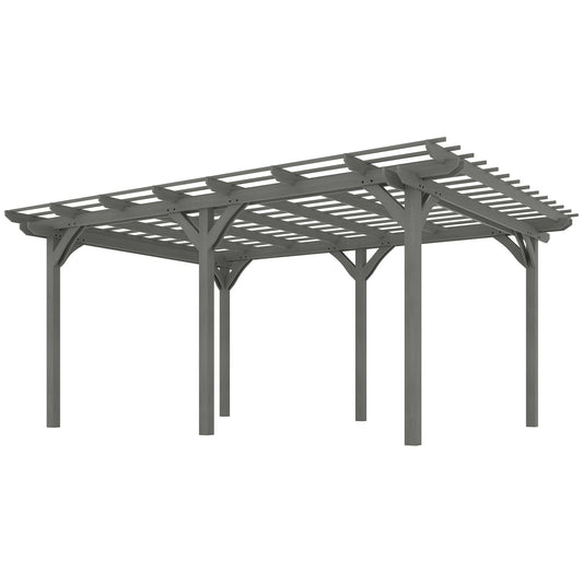 Outsunny 12' x 16' Wood Gazebo Pergola with Sturdy Frame for Climbing Plants, Gray - 84C-417V01GY