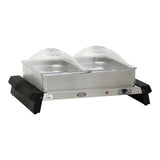 Cadco WTBS-23P Double Electric Buffet Server with Clear Lids - 120V - WTBS-23P