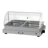 Cadco WTBS-2N-HD 2-Compartment Half Size Electric Heavy-Duty Buffet Server with Roll Top Lid - 120V - WTBS-2N-HD
