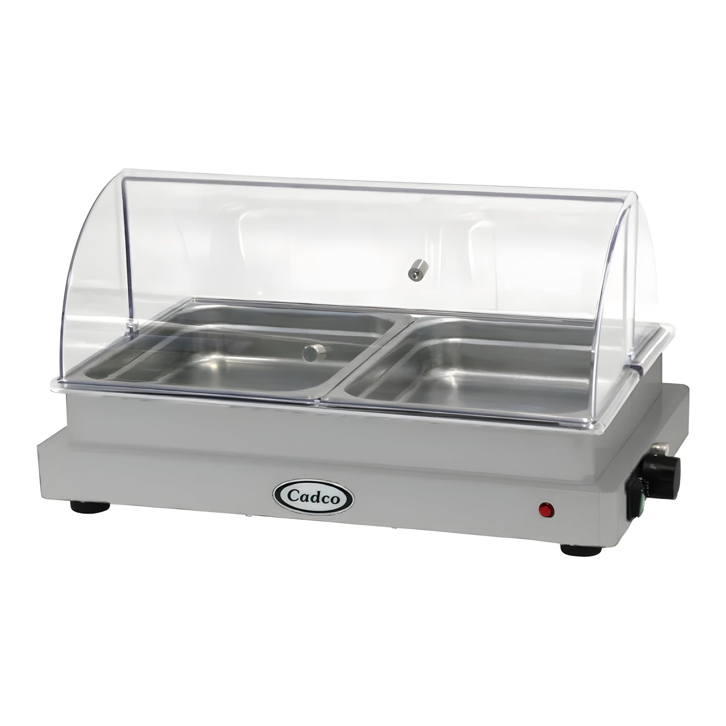 Cadco WTBS-3N-HD 3-Compartment Third Size Electric Heavy-Duty Buffet Server with Roll Top Lid - 120V - WTBS-3N-HD