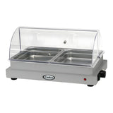 Cadco WTBS-3N-HD 3-Compartment Third Size Electric Heavy-Duty Buffet Server with Roll Top Lid - 120V - WTBS-3N-HD