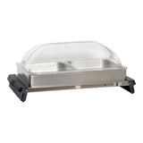 Cadco WTBS-2RT 2-Compartment Half Size Electric Buffet Server with Roll Top Lid - 120V - WTBS-2RT