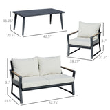 Outsunny 4 Piece Aluminum Garden Sofa Set Widened Seat - 84B-635CW