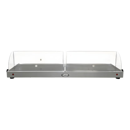 Cadco WTRT-40-HD 45" x 14 3/8" x 9 3/4" Electric Heavy-Duty Countertop Warming Shelf with Roll Top Lids - 120V - WTRT-40-HD