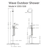 Pulse Showerspas Brushed Stainless Steel Outdoor Shower System - Wave Outdoor Shower - 1055-SSB