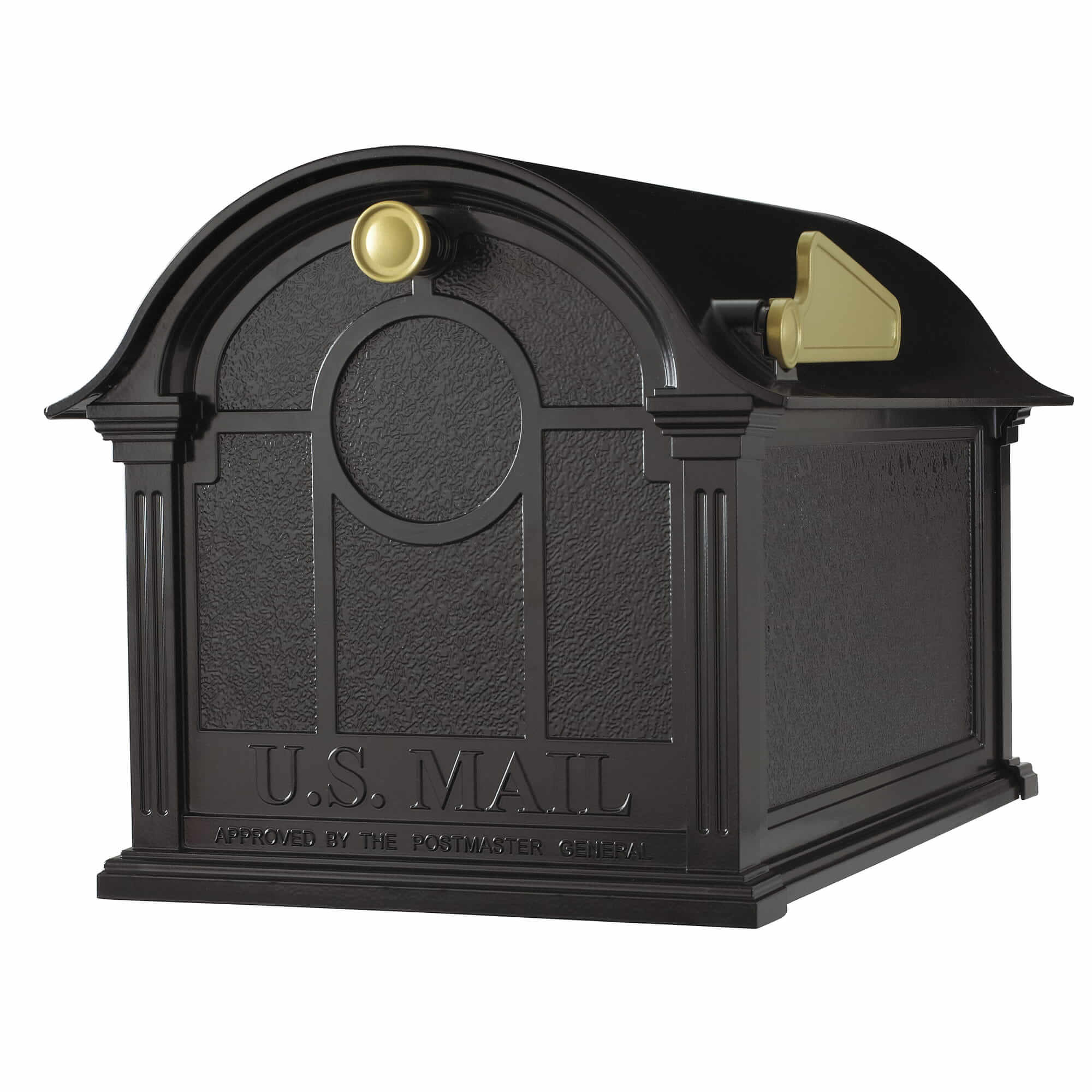 Whitehall Balmoral Side Plaques and Monogram Mailbox with Post Package and Plant Hanger -