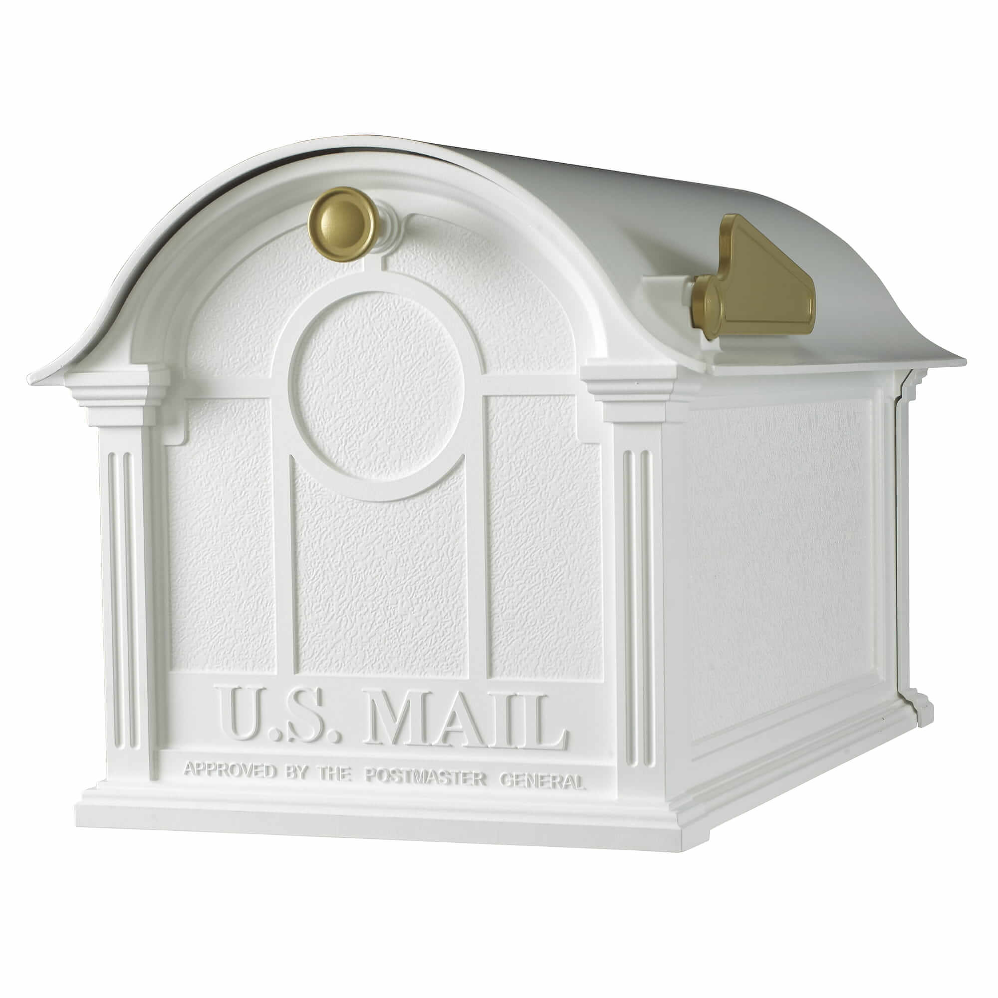 Whitehall Balmoral Side Plaques and Monogram Mailbox with Post Package and Plant Hanger -