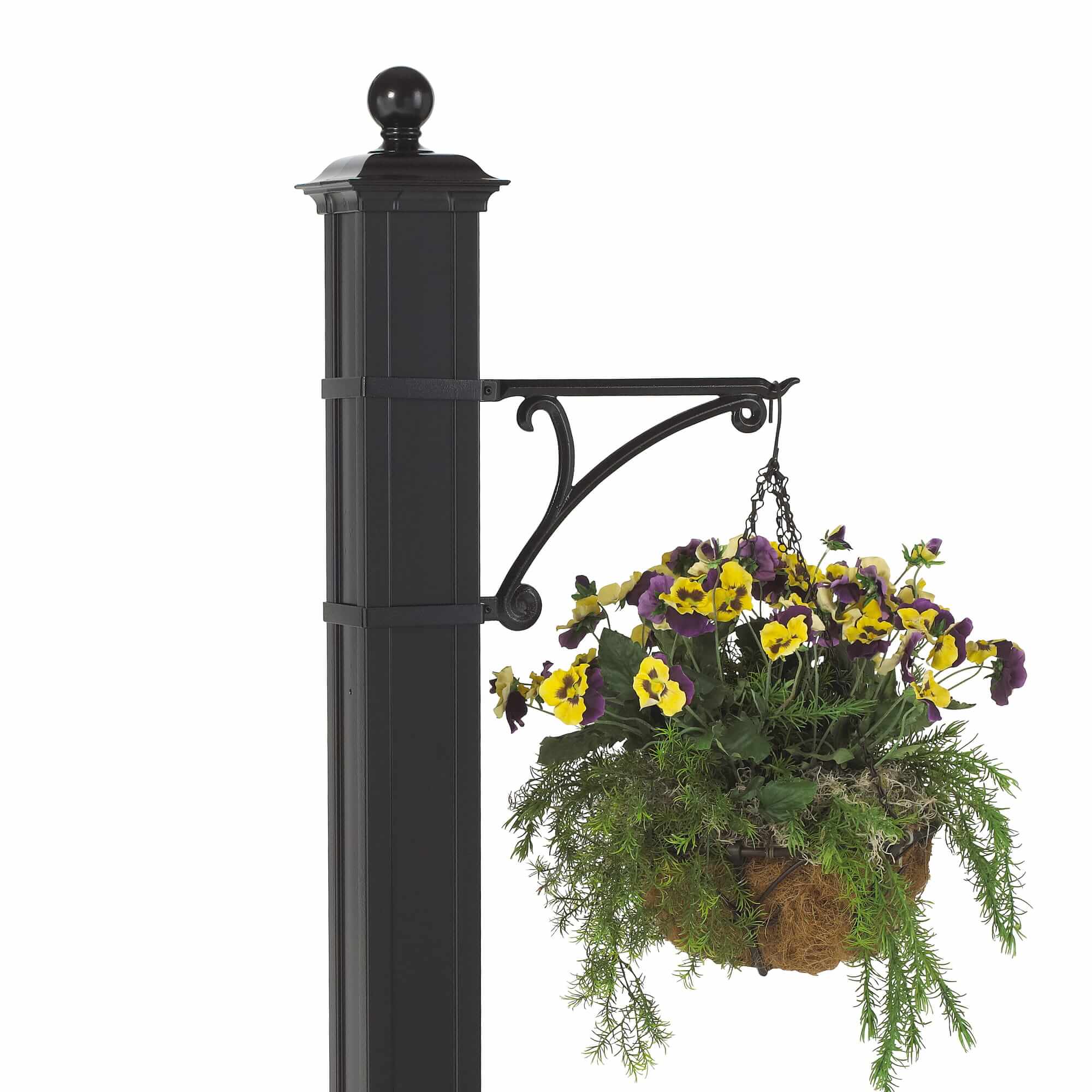 Whitehall Balmoral Side Plaques and Monogram Mailbox with Post Package and Plant Hanger -