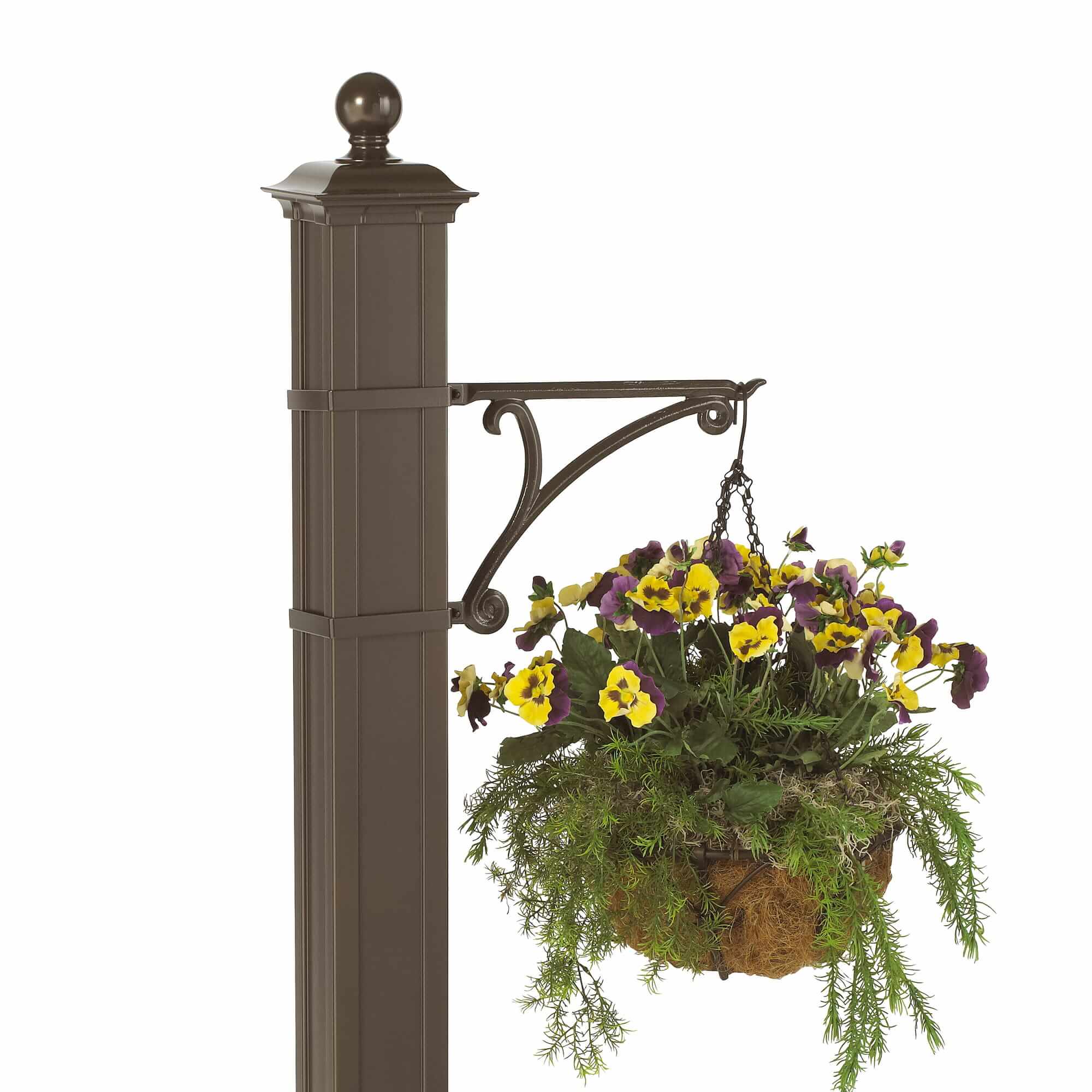 Whitehall Balmoral Side Plaques and Monogram Mailbox with Post Package and Plant Hanger -