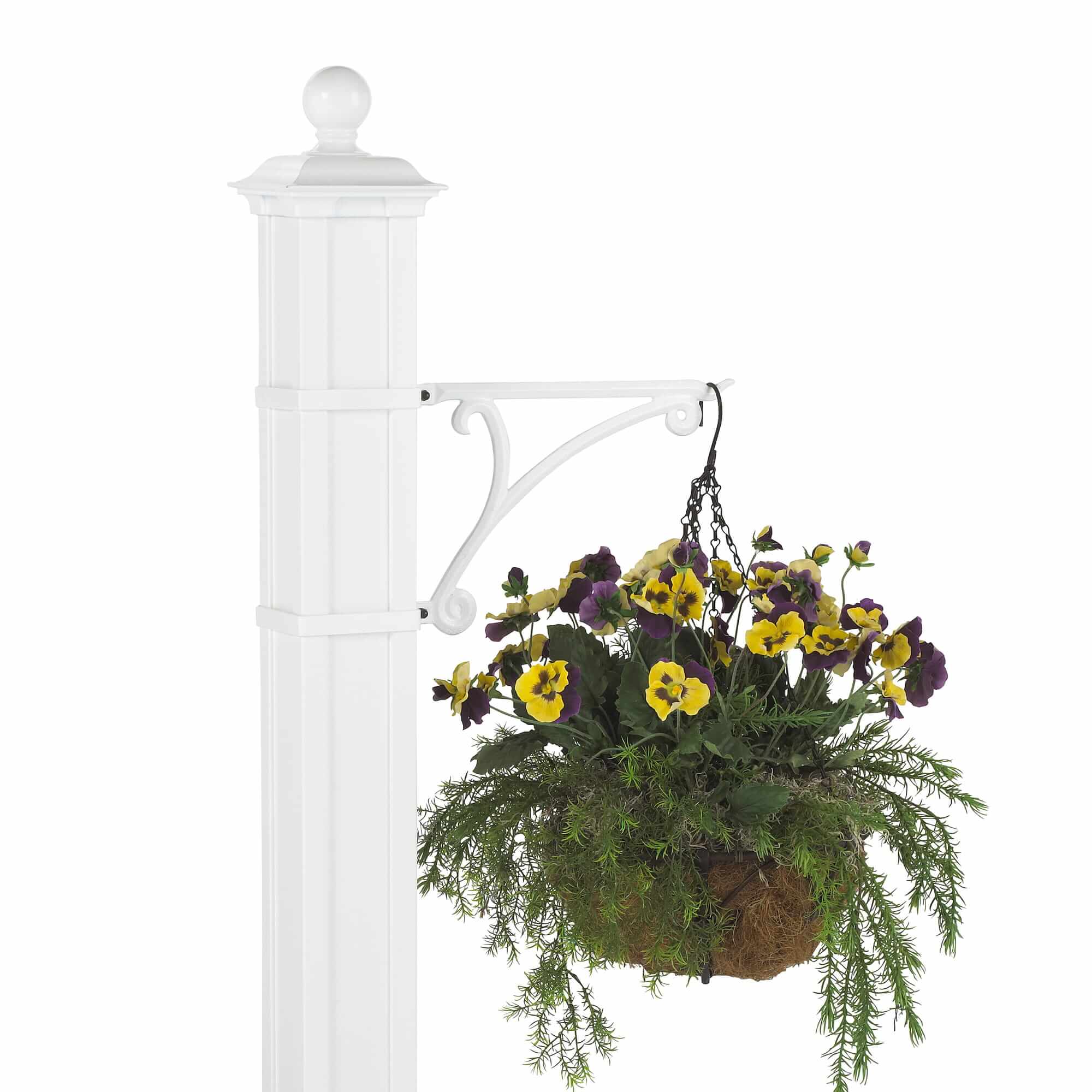 Whitehall Balmoral Side Plaques and Monogram Mailbox with Post Package and Plant Hanger -