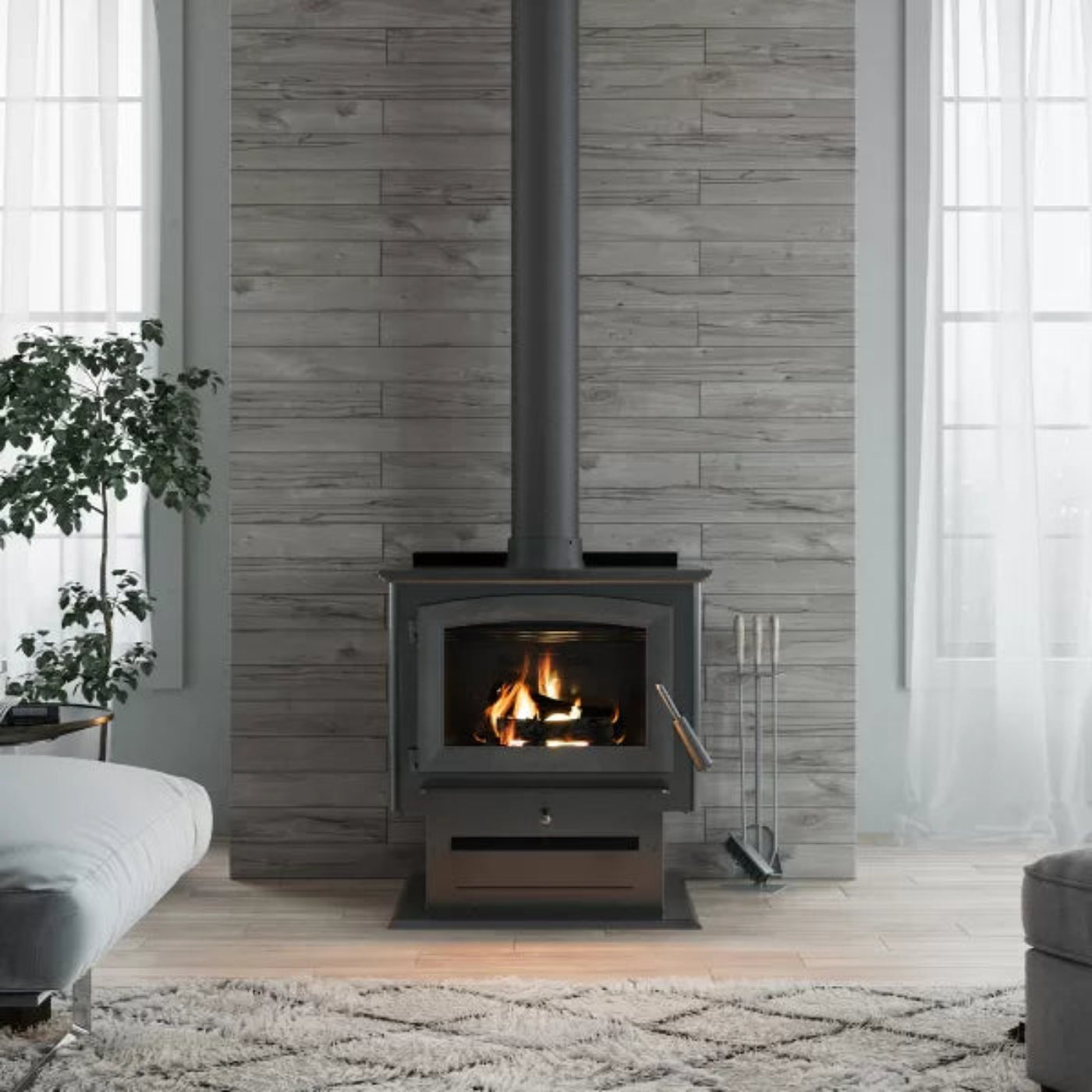 US Stove 2,500 Sq. Ft. Wood Stove with Cast Iron Legs &amp; Blower - SKU_1769011474749_338