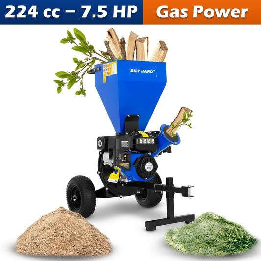 BILT HARD 7.5 HP Wood Chipper, 3" Max Capacity - TRA-0401