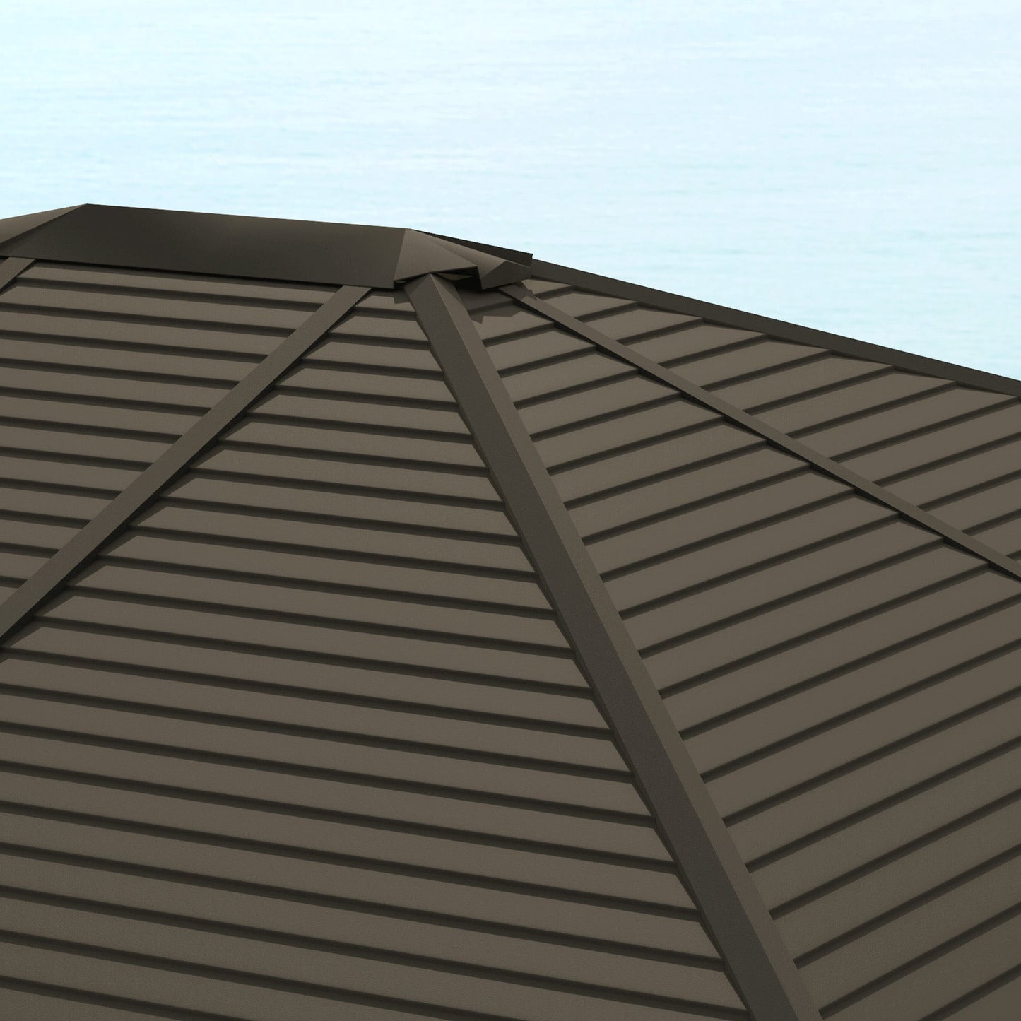 Outsunny 10' x 12' Hardtop Gazebo with Curtains, Netting Aluminum Frame - Coffee - 84C-040V01CF