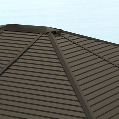 Outsunny 10' x 12' Hardtop Gazebo with Curtains, Netting Aluminum Frame - Coffee - 84C-040V01CF