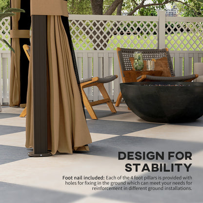 Outsunny 10' x 12' Hardtop Gazebo with Curtains, Netting Aluminum Frame - Coffee - 84C-040V01CF