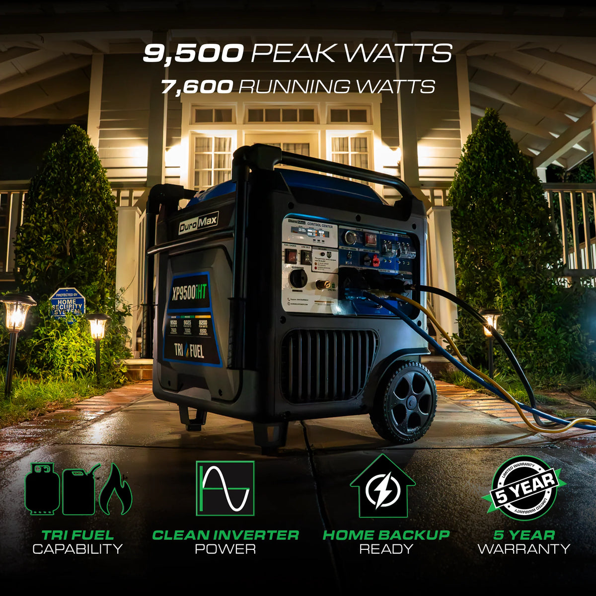 DuroMax 9,500 Watt Portable Dual Tri Inverter Generator w/ CO Alert