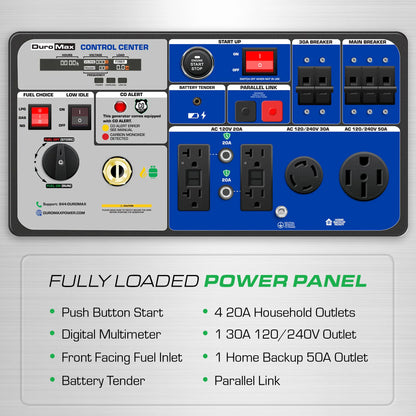 DuroMax 9,500 Watt Portable Dual Tri Inverter Generator w/ CO Alert