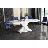 Maxima House Dining Set XENA 7 pcs. modern glossy Dining Table with 2 self-storing leaves plus 6 chairs - HU0108K-321B