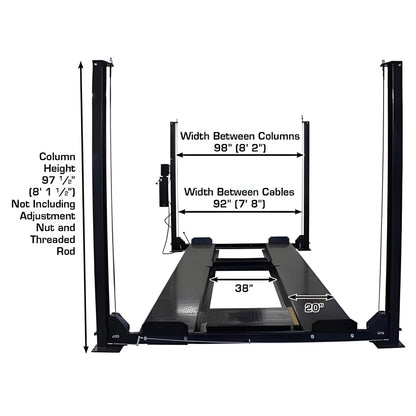 Atlas PRO8000EXT-L 4 Post Lift + RJ35 Sliding Jacks Combo - ATEXH-PRO8EXTL-COMBO-FPD