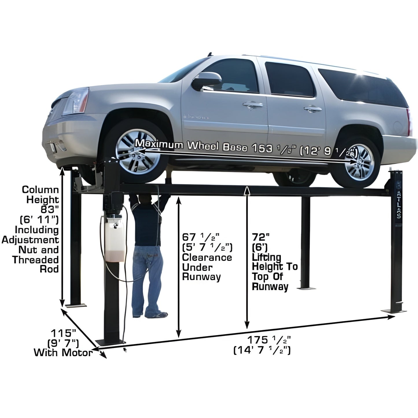Atlas PRO8000 4 Post Lift + RJ35 Sliding Jacks Combo - ATEXH-PRO8-COMBO-FPD