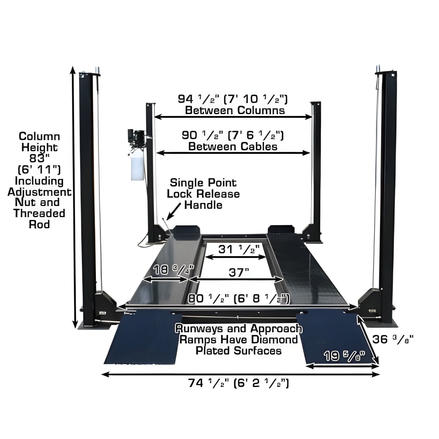 Atlas PRO8000 4 Post Lift + RJ35 Sliding Jacks Combo - ATEXH-PRO8-COMBO-FPD