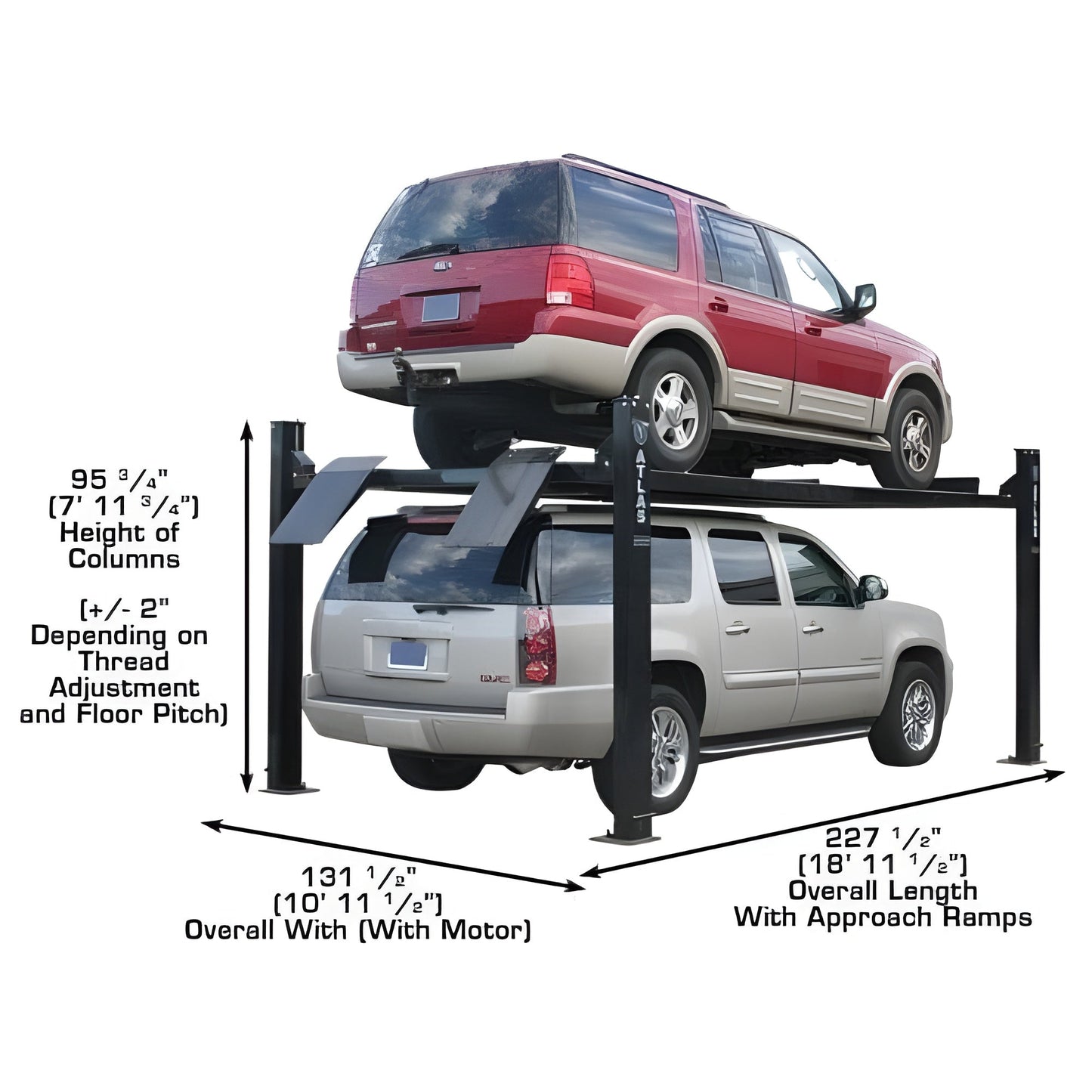 Atlas PRO9000 4 Post Lift + RJ35 Sliding Jacks Combo - ATEXH-PRO9-COMBO1-FPD