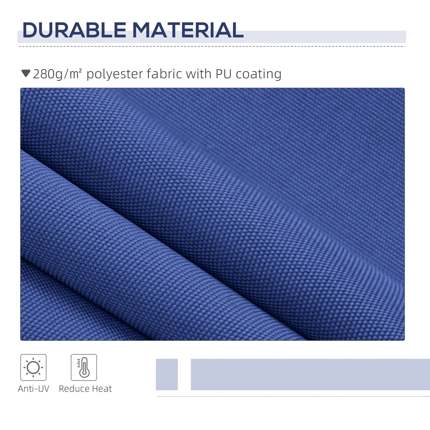 13' x 8' Manual Retractable Sun Shade w/UV Protection & Easy Crank, Dark Blue