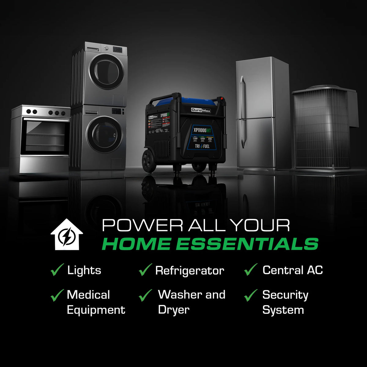 DuroMax 11,000 Watt Portable Tri Fuel Inverter Generator w/ CO Alert