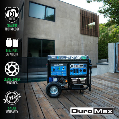 DuroMax XP13000HX 13,000-Watt 500cc Electric Start Dual Fuel Portable Generator