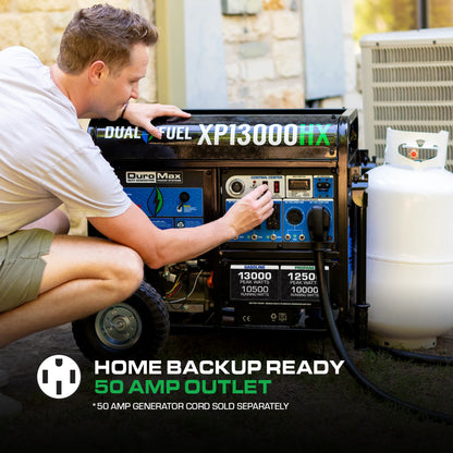 DuroMax XP13000HX 13,000-Watt 500cc Electric Start Dual Fuel Portable Generator