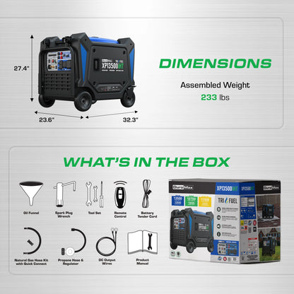 DuroMax 13,500 Watt Portable Tri Fuel Inverter Generator w/ CO Alert
