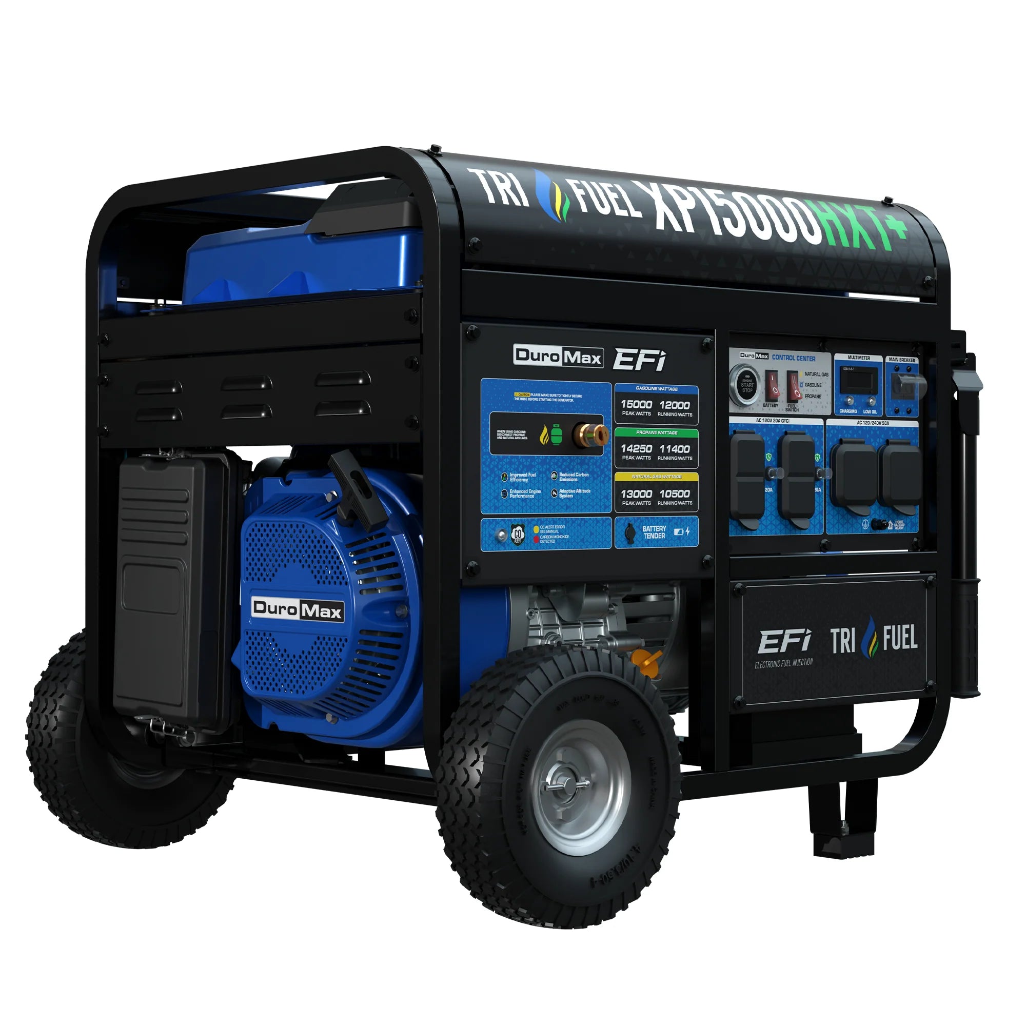 DuroMax XP15000HXT+ 15,000-Watt  500cc EFI Electric Start Tri Fuel Portable Generator