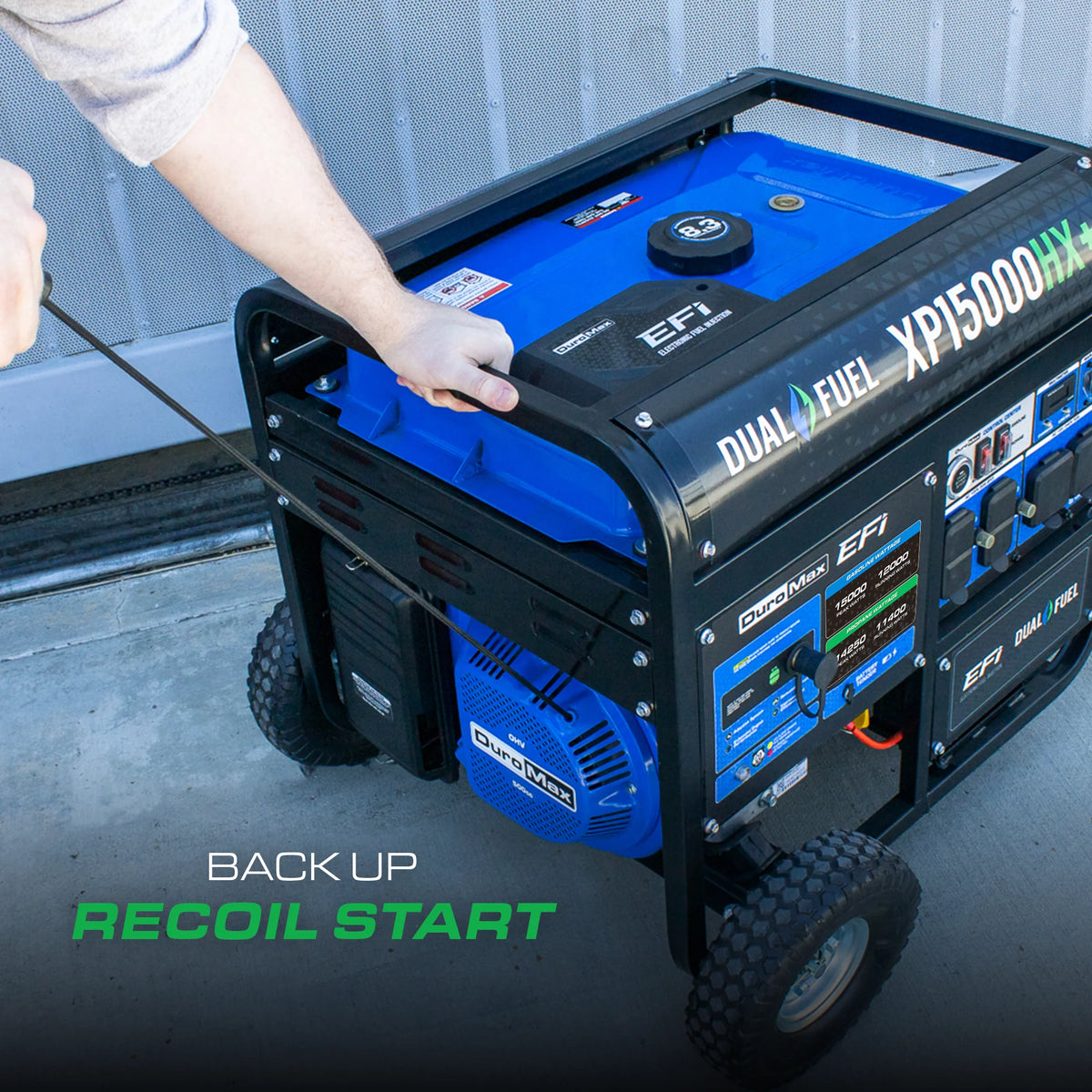 DuroMax XP15000HX+ 15,000-Watt 500cc EFI Electric Start Dual Fuel Portable Generator