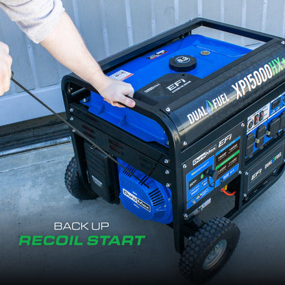 DuroMax XP15000HX+ 15,000-Watt 500cc EFI Electric Start Dual Fuel Portable Generator