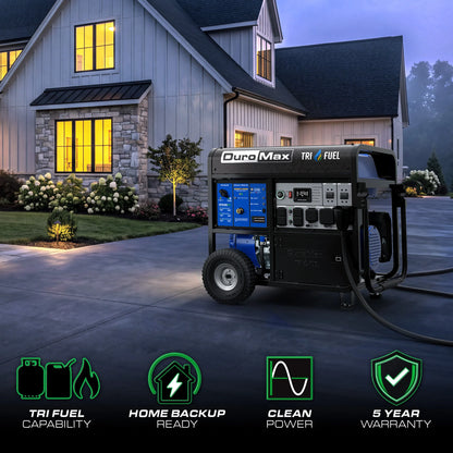 DuroMax 15,500 Watt Tri Fuel Portable  Generator w/ CO Alert