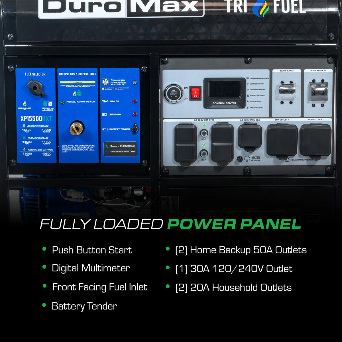 DuroMax 15,500 Watt Tri Fuel Portable  Generator w/ CO Alert