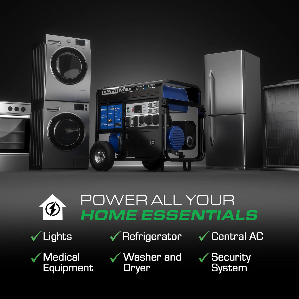 DuroMax 17,500 Watt Dual Fuel Portable  Generator w/ CO Alert
