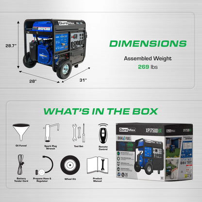 DuroMax 17,500 Watt Dual Fuel Portable  Generator w/ CO Alert
