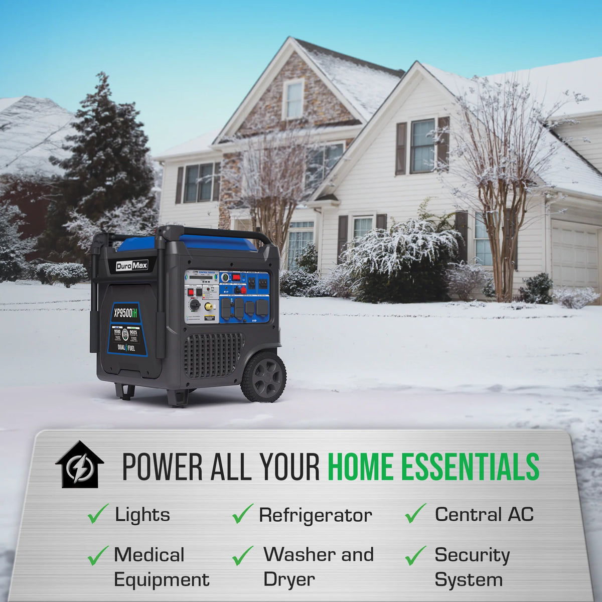 DuroMax 9,500 Watt Portable Dual Fuel Inverter Generator w/ CO Alert