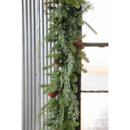 Park Hill Collection Tree Lot Mixed Evergreen Garland with LED Lights - XPW90673