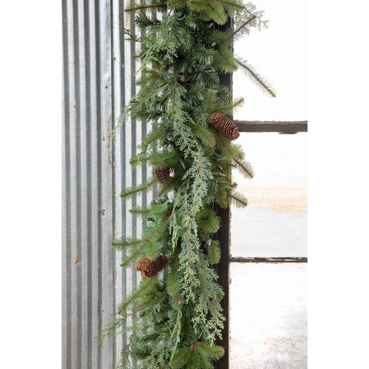 Park Hill Collection Tree Lot Mixed Evergreen Garland with LED Lights - XPW90673