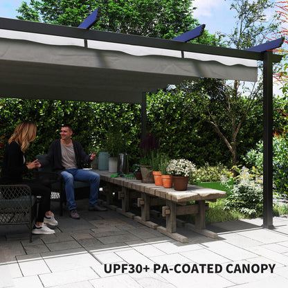 Outsunny 13' x 13' Aluminum Retractable Pergola Canopy, for Garden Patio Backyard Deck, Gray - 84C-567V00GY