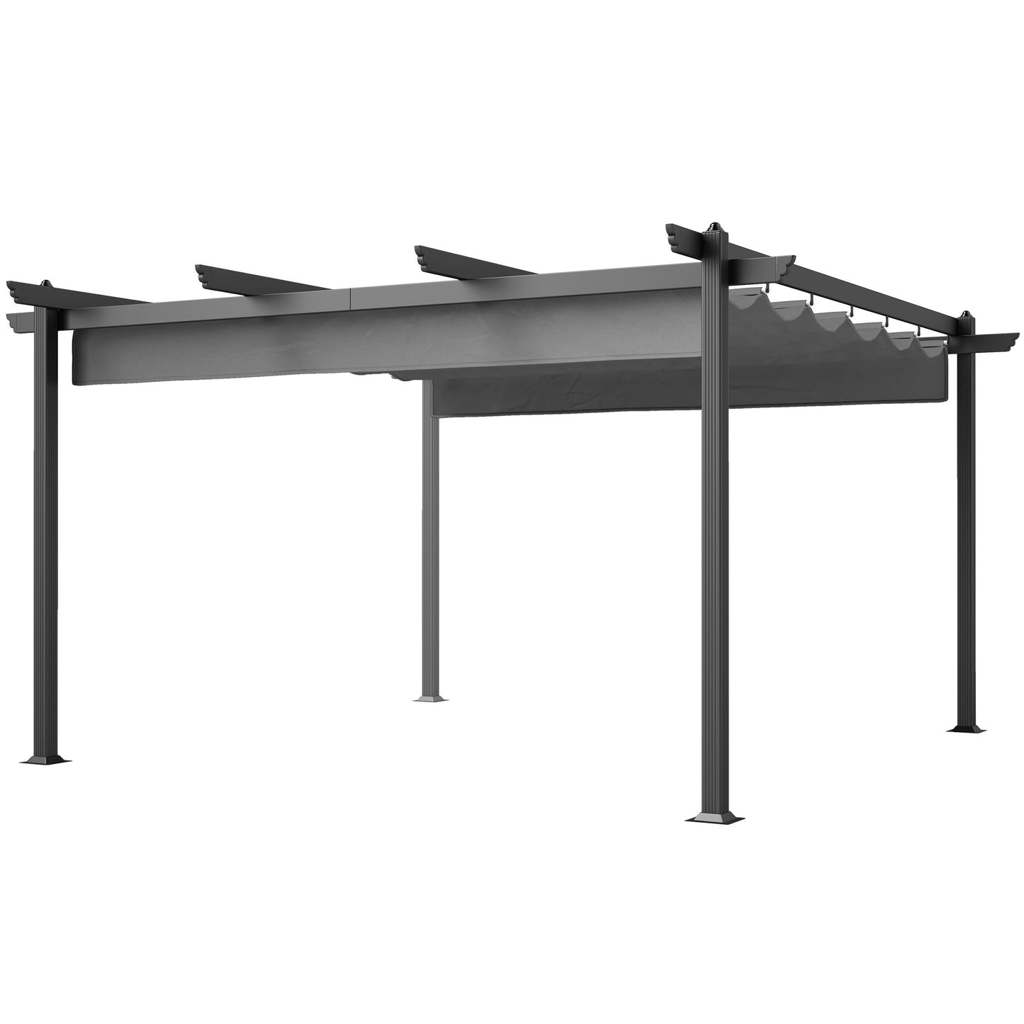 Outsunny 13' x 13' Aluminum Retractable Pergola Canopy, for Garden Patio Backyard Deck, Gray - 84C-567V00GY