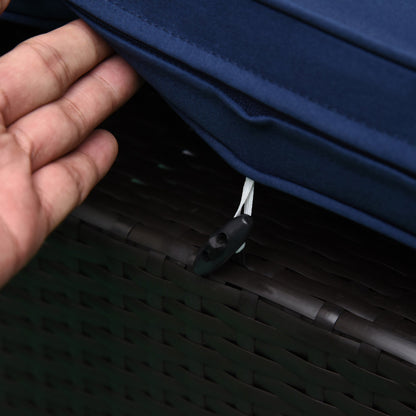 Outsunny 7-Piece PE Rattan Outdoor Sectional Sofa Set with Cushions, Coffee Table &amp; Pillows, Dark Blue - 860-020V01BU