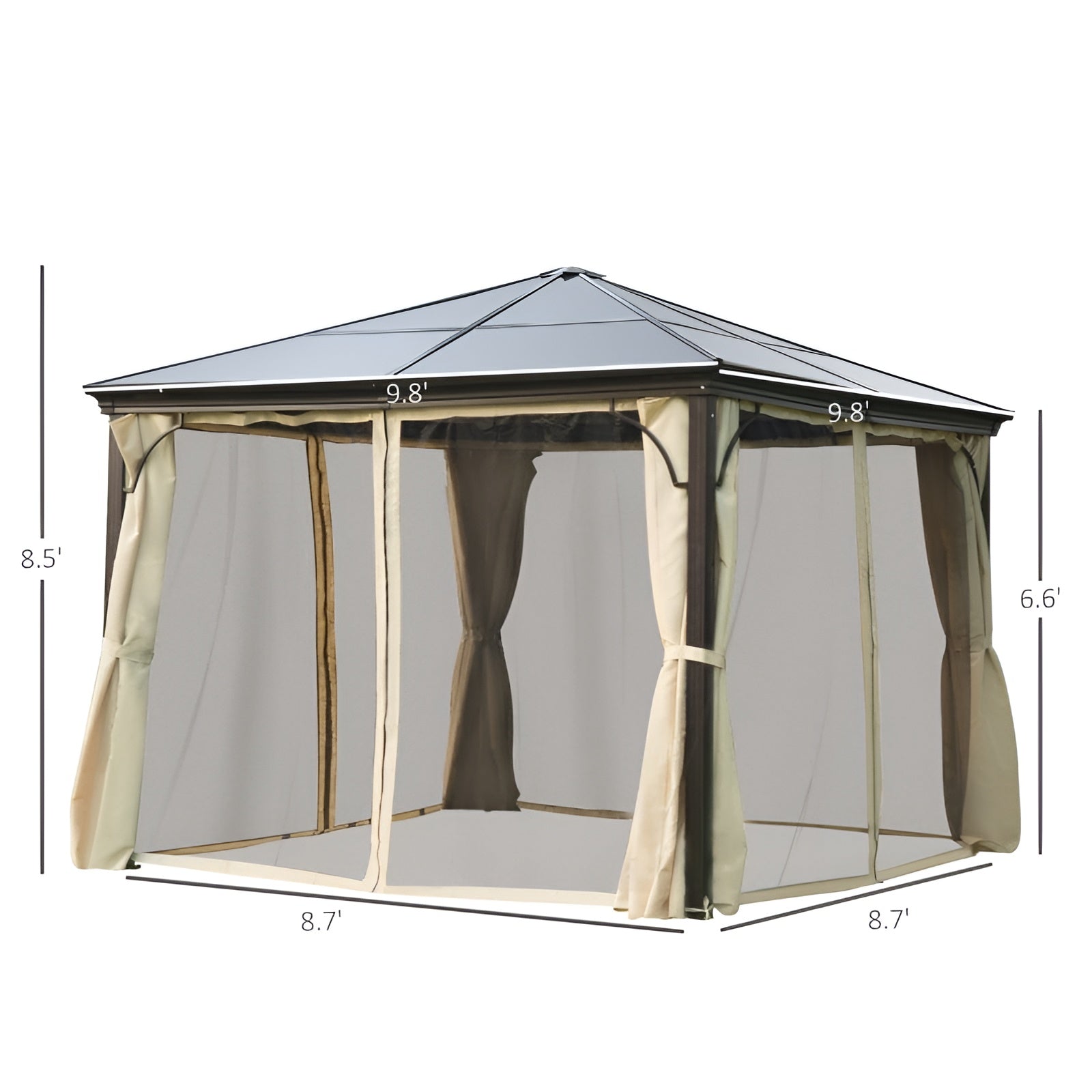 Outsunny 10x12 Hardtop Gazebo with Metal Frame, Polycarbonate Gazebo - 84C-069