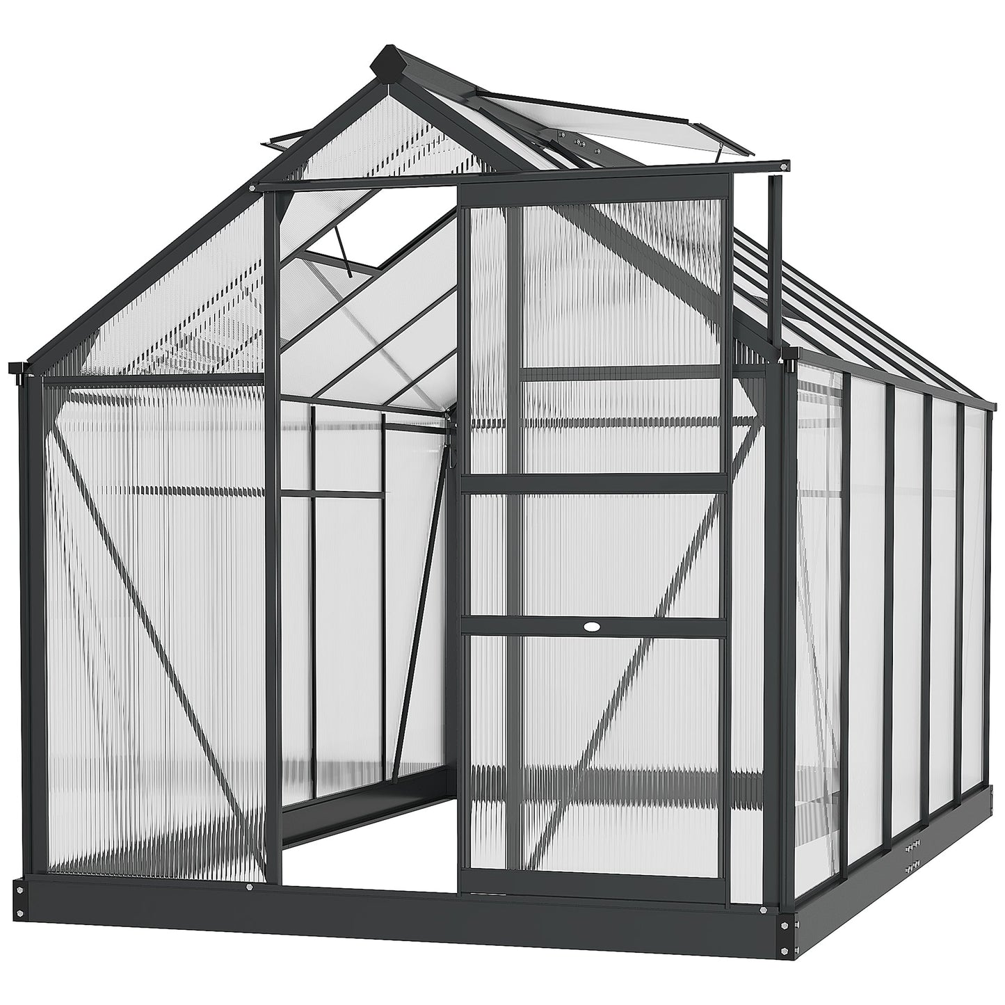 Outsunny BloomGreen 6' x 10' Greenhouse with Rain Gutter and Roof Vent Gray - 845-059V01GY
