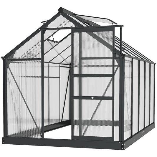 Outsunny BloomGreen 6' x 10' Greenhouse with Rain Gutter and Roof Vent Gray - 845-059V01GY